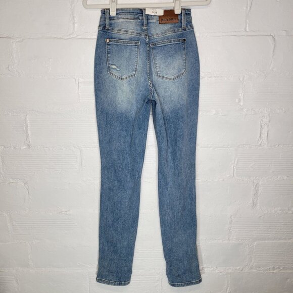 Judy Blue Women's Junior's Size 3 Jeans Boyfriend Fit High Waist Distressed - Picture 2 of 10
